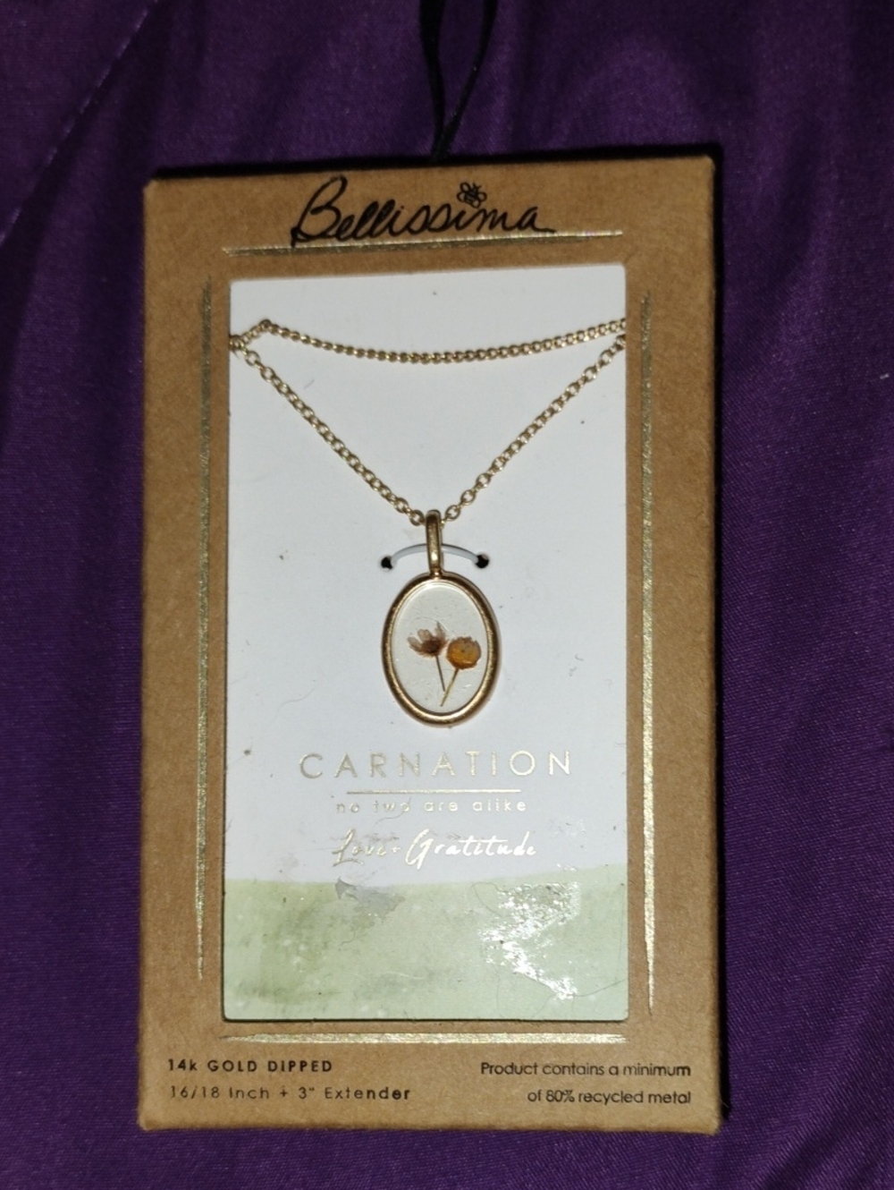 Carnation Gold Dipped Floral Pendant Necklace - Gold